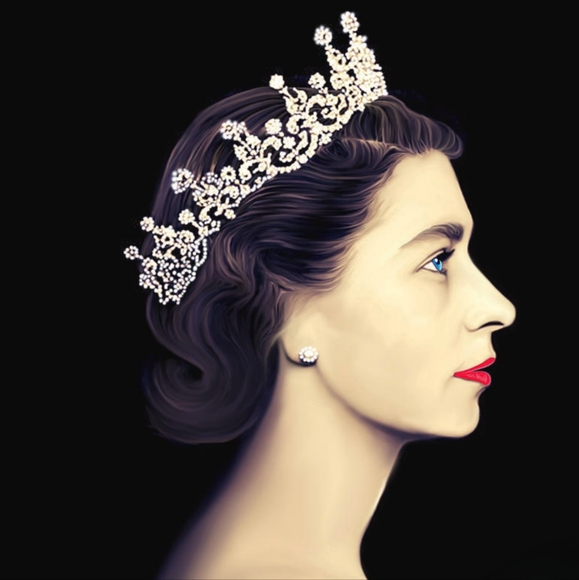 Queen Elizabeth II Art Framed 11x14 Matted Bright Red Handpainted - Picture 4 of 5